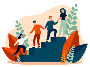 illustrated people climbing steps