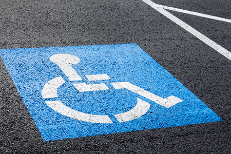 Reserved parking space for those with disabilities