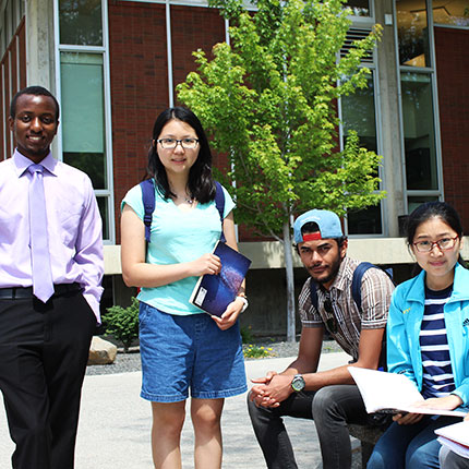 Students outside on campus