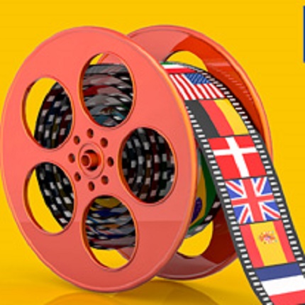 film reel with various flags