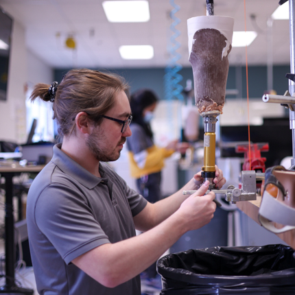 Orthotics and Prosthetics student working in the lab. 